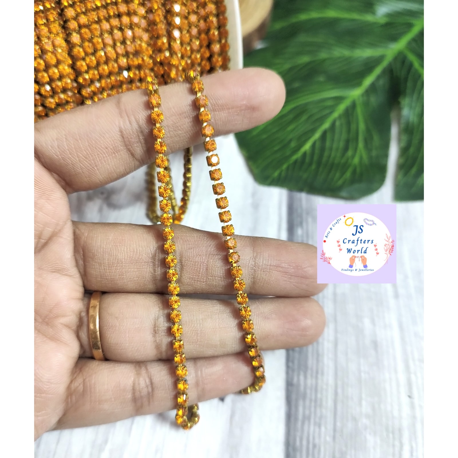 3mm Orange Stone Chain - JS Crafters World